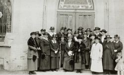 Group of women standing in front of the Methodist Church, Petaluma, California, about 1913