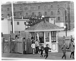 Children running to catch a ferry, San Francisco, California, 1968