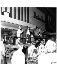 Band at the teen-age street dance, part of the Old Adobe Fiesta, Petaluma, California, August 1965