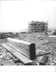 Fort Ross (California) block house undergoing restoration July 1949