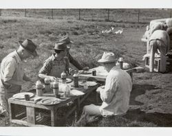 Lunch break at the Pioneer Hatchery Ranch, Two Rock, California, 1920s