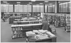 Earth Day banners at the Santa Rosa-Sonoma County Free Public Library, Santa Rosa, California, April 22, 1970