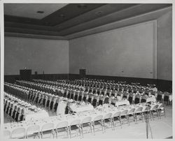 Banquet Hall at Veterans Memorial Auditorium set up for banquet