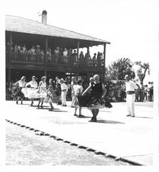 Petaluma International Folk Dancers performing at the Old Adobe Fiesta, Petaluma, California, about 1963