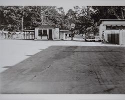 Entry to the racing stables at the Sonoma County Fairgrounds, Santa Rosa, California, 1950s