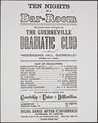 Handbill for drama presentation at Independence Hall, Guerneville, California, 1881