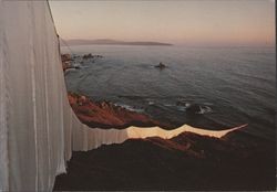 Christo's Running Fence disappears into the breakers of the Pacific Ocean--Segments 2B-1, Dillon Beach, California, September, 1976