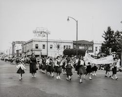 Fremont School Bluebirds in the Rose Parade, Santa Rosa, California, 1950s