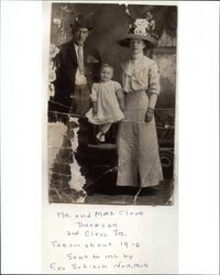 Portrait of Cleveland and Hadie Duerson with their son, Cleveland, Jr. in Sonoma County, California, 1912