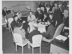 Helen Putnam and group of ladies having tea at the St. Francis Hotel, San Francisco, California, about 1975