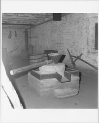 Stone for grinding corn at the Petaluma Adobe, Petaluma, California, about 1969