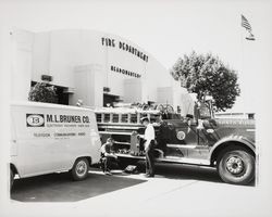 Bruner Company truck at the Fire Department headquarters, Santa Rosa, California, 1964