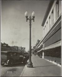 Kentucky Street with cast iron street light, Kentucky Street and Western Avenue, Petaluma, California, 1930