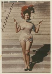 Portrait of Gene Vallejo, majorette, about 1945