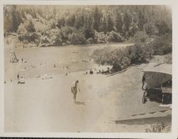 Guernewood Park beach with swimmers, Guernewood Park, California, about 1920