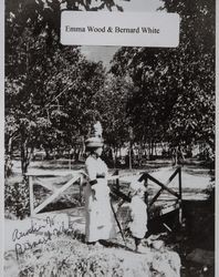 Emma E.Wood and Bernard R. White stand by a small bridge in Petaluma, California, about 1912