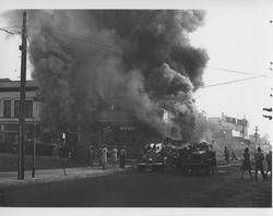 Rex Hardware and Schindler's Bakery fire in Petaluma, California on June 21, 1942