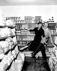 Helen Putnam and Bob Mallott in Mallott's Grocery