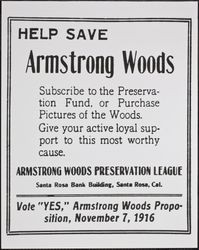 Help Save Armstrong Woods, Guerneville, California, 1916