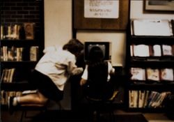 Children using the computer at the Petaluma Public Library, about 1987