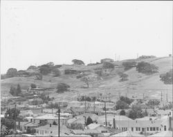 Houses climb the hills in Petaluma, California, 1955