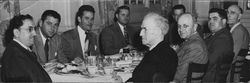 Baseball club representatives and civic leaders at lunch at Petaluma Hotel, Petaluma, California, about 1949