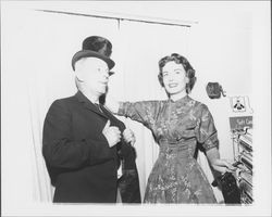 Mayor Vincent Schoeningh with Mrs. Pat Groves, Petaluma, California, 1955