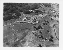 Aerial view of the Greenfield and Deerfield Circles neighborhood, Oakmont, Santa Rosa, California, 1964