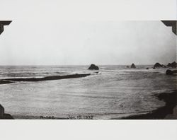 Construction of the jetty at the mouth of the Russian River at Jenner, California, January 10, 1932