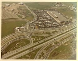 Aerial view of K-Mart discount department store and surrounding area, Santa Rosa, California, February 1970