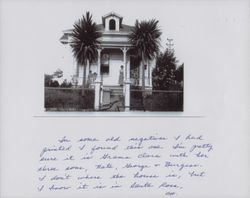 Clara R. Titus stands on her front porch with her three sons, Santa Rosa, California, in the 1910s