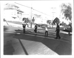 Children at a school crossing on Bodega Avenue, Petaluma, California, about 1953