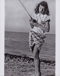 Jacque Rupe fishing, Petaluma, California, about 1947