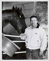 Jerry Hollendorfer and his horse at the Sonoma County Fair Racetrack, Santa Rosa, California