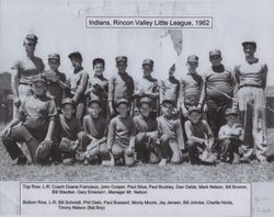 Group portrait of the Indians, Rincon Valley Little League team, Santa Rosa, California, 1961