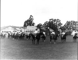 California Centaurs mounted junior drill team in the parade celebrating the centennial of the Bear Flag Revolt in Sonoma, California, on June 14, 1946