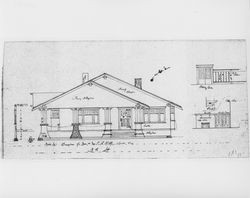 Architectural plans for a bungalow and garage located at 640 D Street/640 Third Street, Santa Rosa, California prepared for Mr. and Mrs. C. L. Kopf by C. L. Lindsay, about 1908