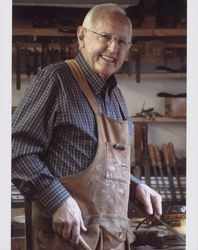 Ulric Richard "Dick" Dunbar in his home workshop, 8 Raymond Heights, Petaluma, California, 2007