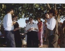 Sonoma County Press Club barbeque at Alexander Valley Fruit & Trading Company winery, Alexander Valley, California, 1990