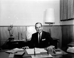 Paul Golis at his desk, Santa Rosa, California, 1961