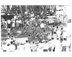 Chinese Girl's Drum Corps performing at the Old Adobe Fiesta, Petaluma, California, 1965