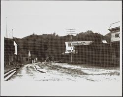 View of Guerneville, California, with railroad tracks, about 1910