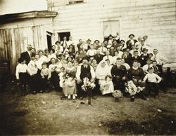 Group portrait taken at the wedding of Joesph H. Stefenoni and Evelyn Matteri, Petaluma, California, Jun. 1, 1921