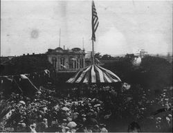 Celebration on the Healdsburg Plaza, Healdsburg, California, about 1900