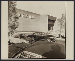 Parking lot and entrance to new Sears store, Santa Rosa, California, 1980