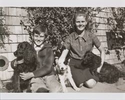 William and Mary McGregor with Dagny Juell's dogs, Santa Rosa, California, about 1936