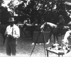 Members of the California Centaurs mounted junior drill team at the Wikiup Horse Show on the Wikiup Ranch near Santa Rosa, California, 1946