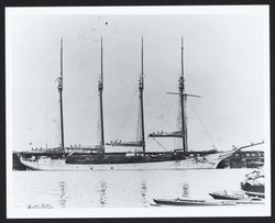 Four-Masted sailing schooner loaded with lumber