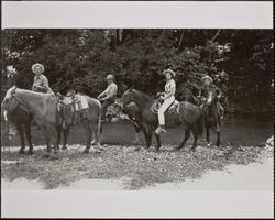 Redwood Rangers on the trail to Nin Guidotti's camp, Austin Creek Road, Cazadero, California, May 1947