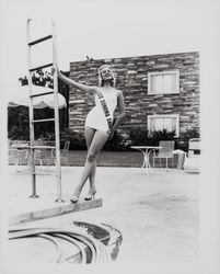 Chonne Patton, Miss Sonoma at the Flamingo Hotel swimming pool, Santa Rosa, California, 1959